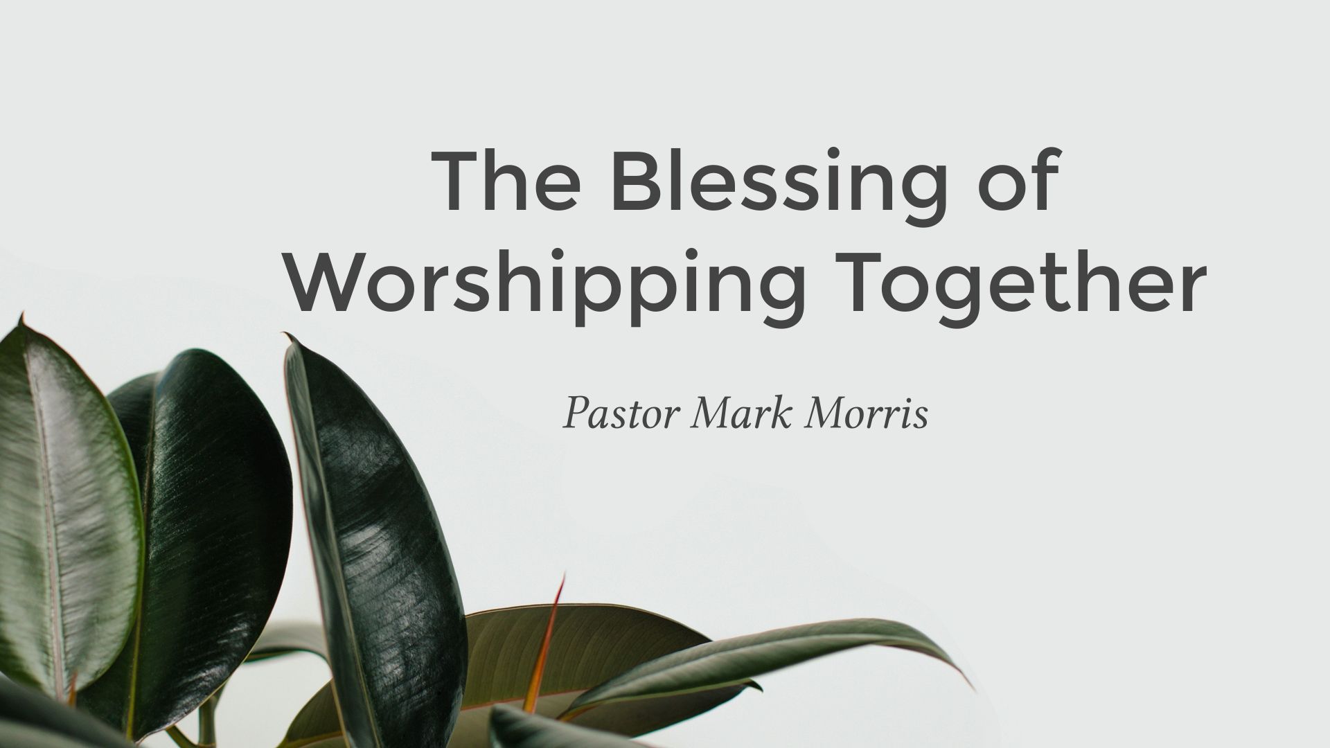 The Blessing of Worshipping Together